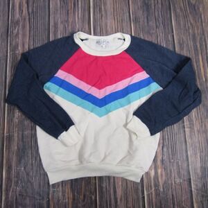 Wildfox Womens Small Crewneck Sweatshirt Colorblock Rainbow Pride